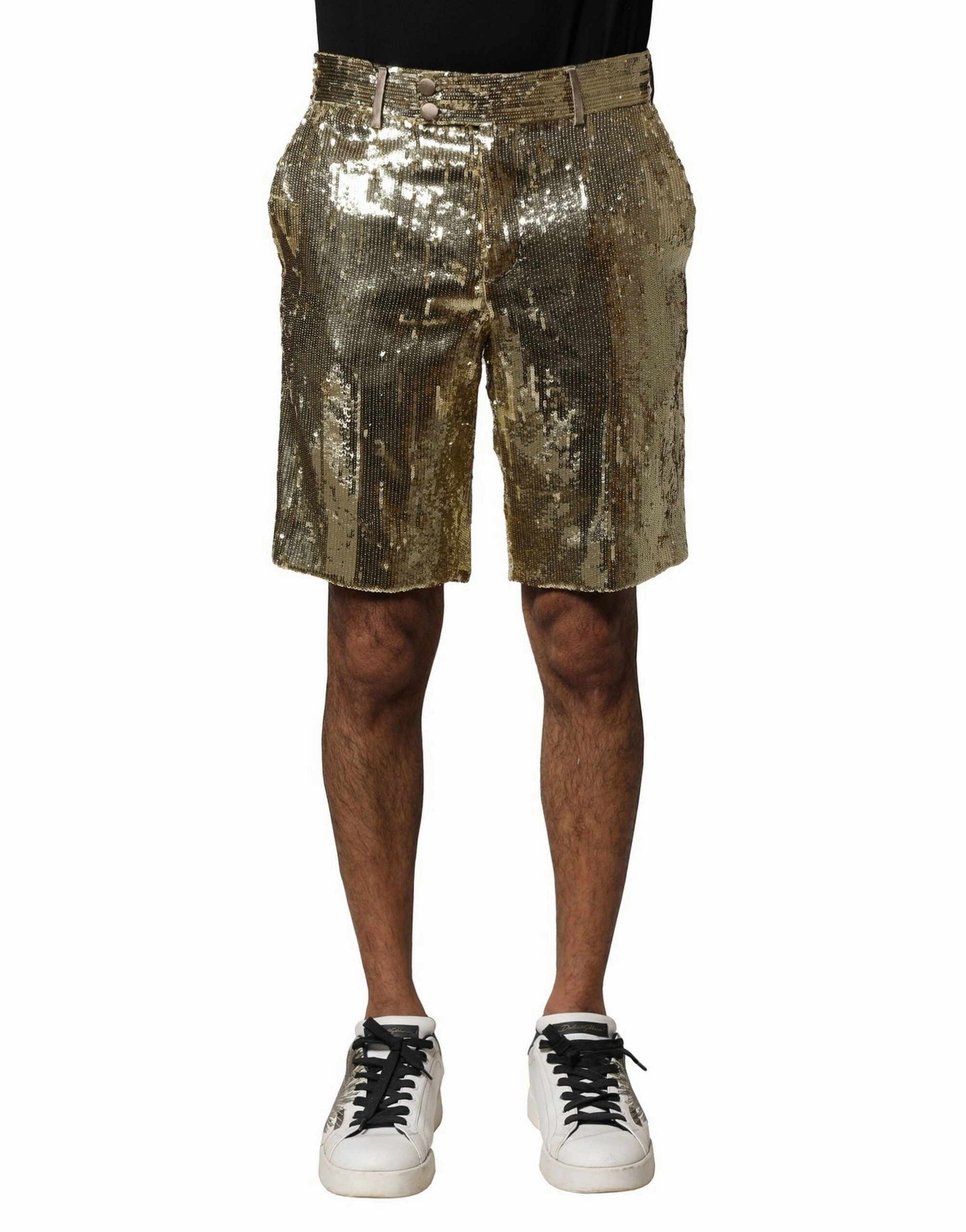 Dolce & Gabbana Sequin Polyester Embellished Bermuda Men's Shorts