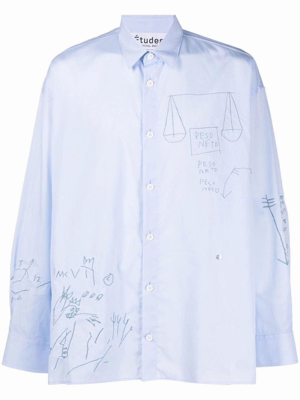 Doodle-Print Button-Up Shirt mens polos clearance
