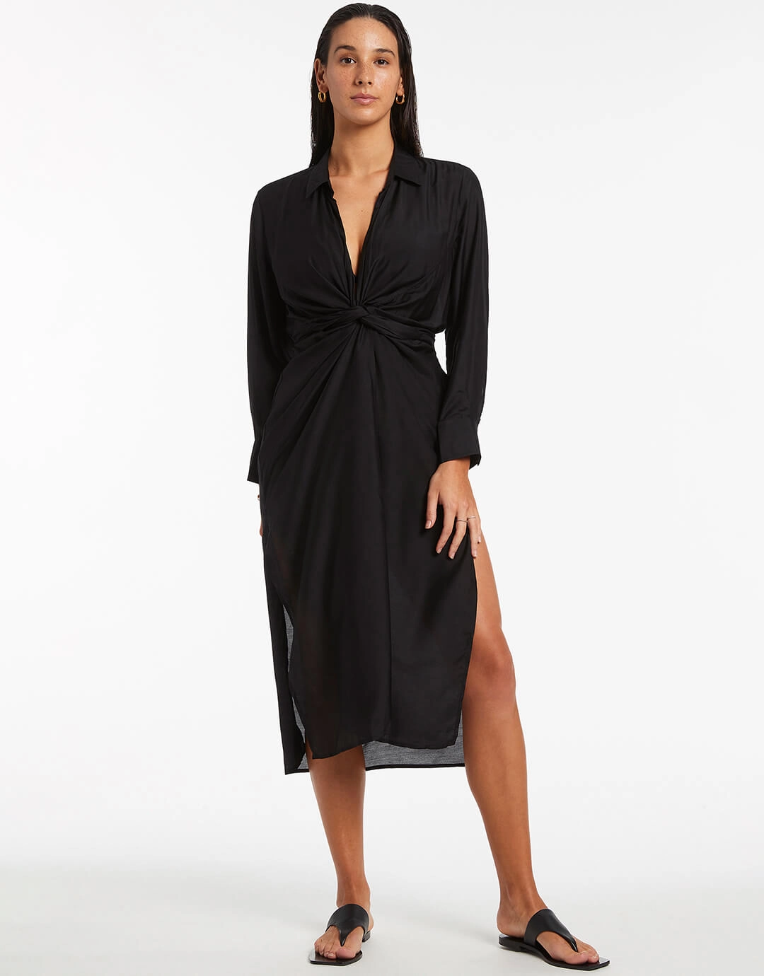 Dorsay Wrap Kaftan - Black Swim Womens - swimwear sale