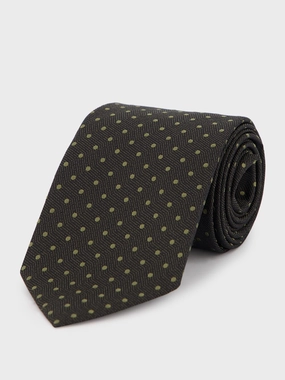 Dotted Olive Silk Tie Suits Mens - men's suits outlet