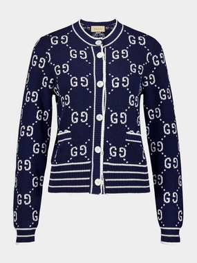 Double G Logo Jacquard Cardigan Knitwear Womens - women's knitwear cheap