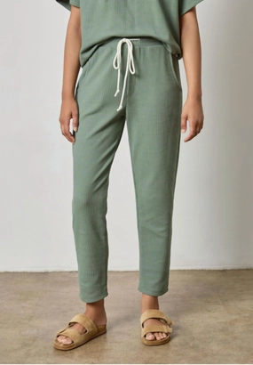 Drawcord Waffle Pants In Seagrass womens culottes clearance