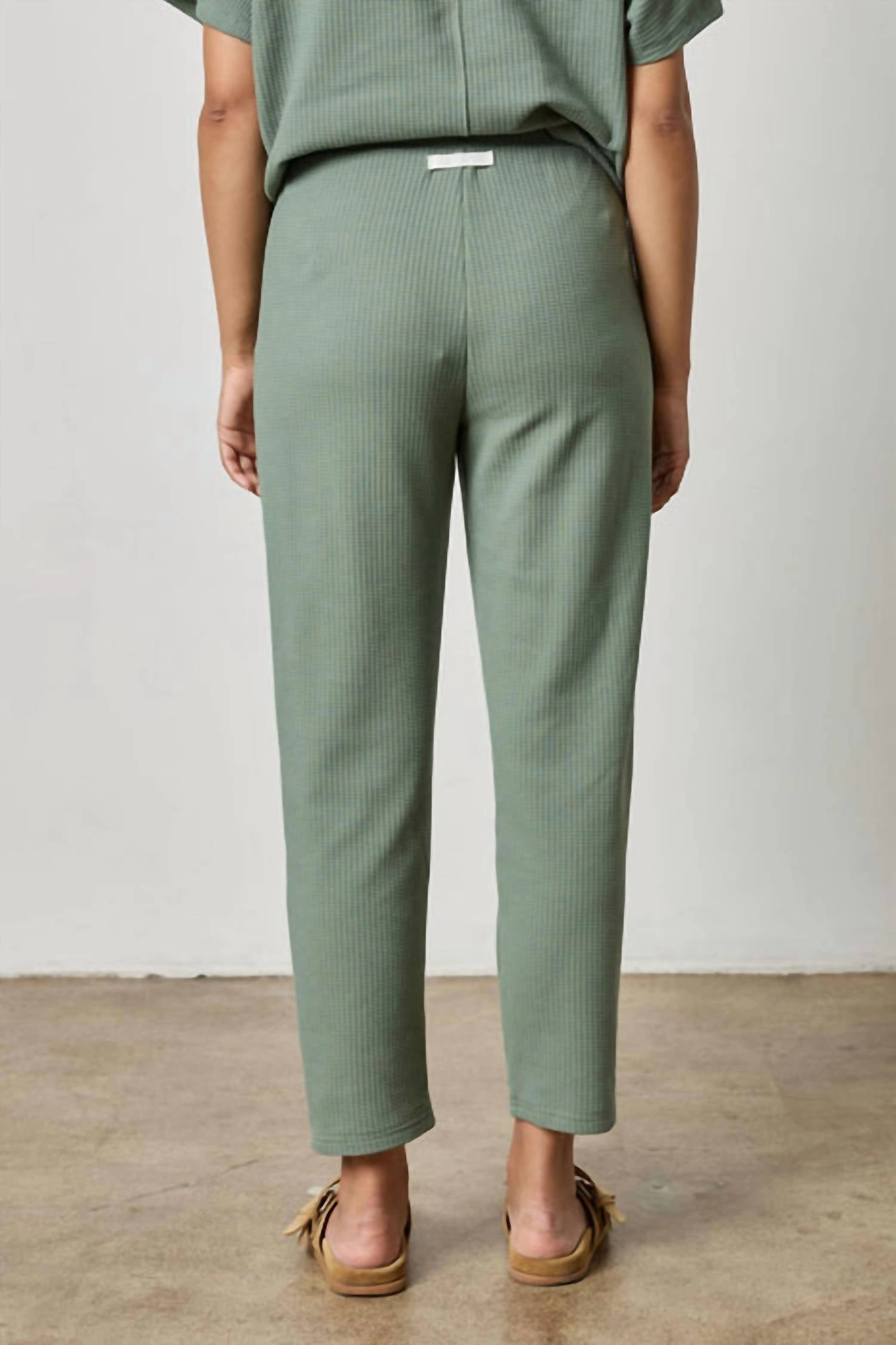 Drawcord Waffle Pants In Seagrass
