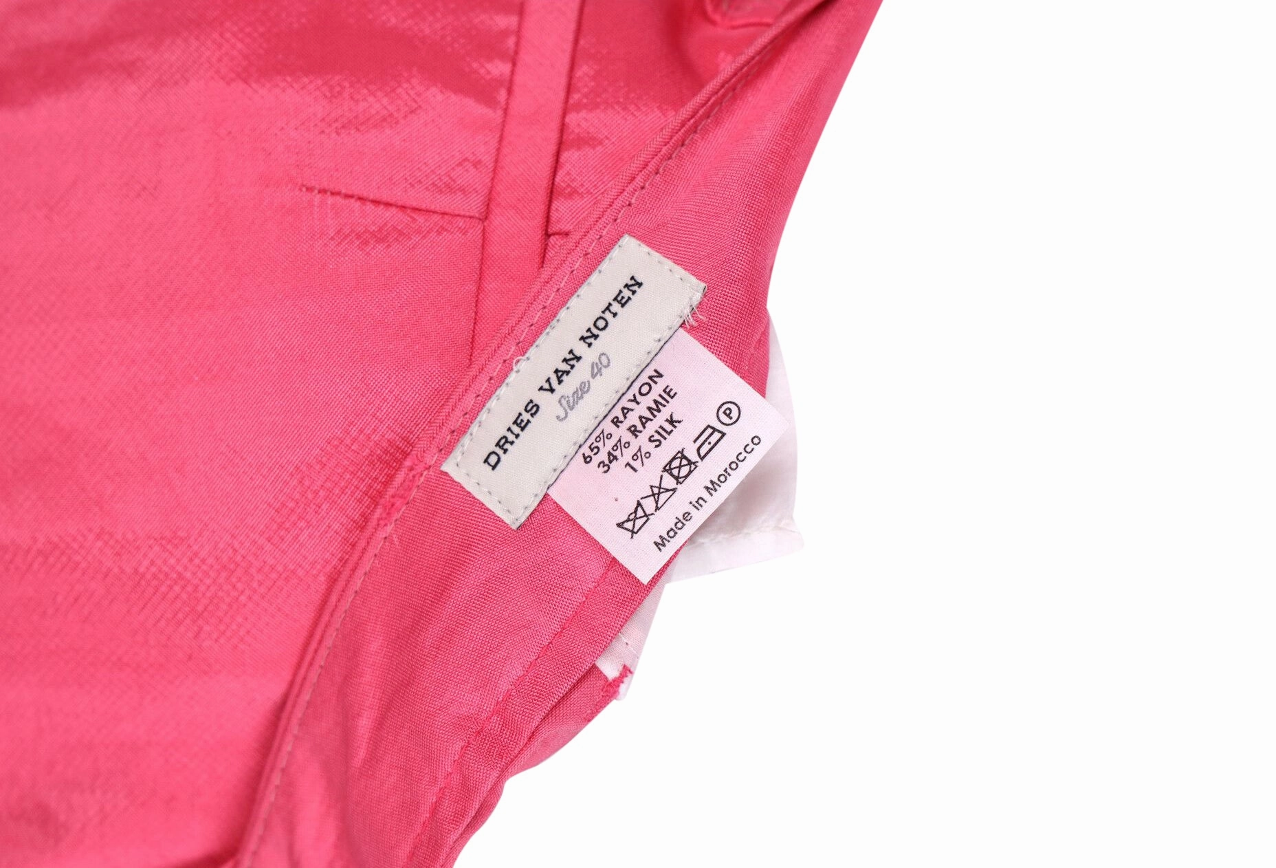 Dries Van Noten Straight Leg Trousers in Pink Rayon