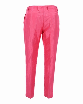 Dries Van Noten Straight Leg Trousers in Pink Rayon womens leather pants outlet