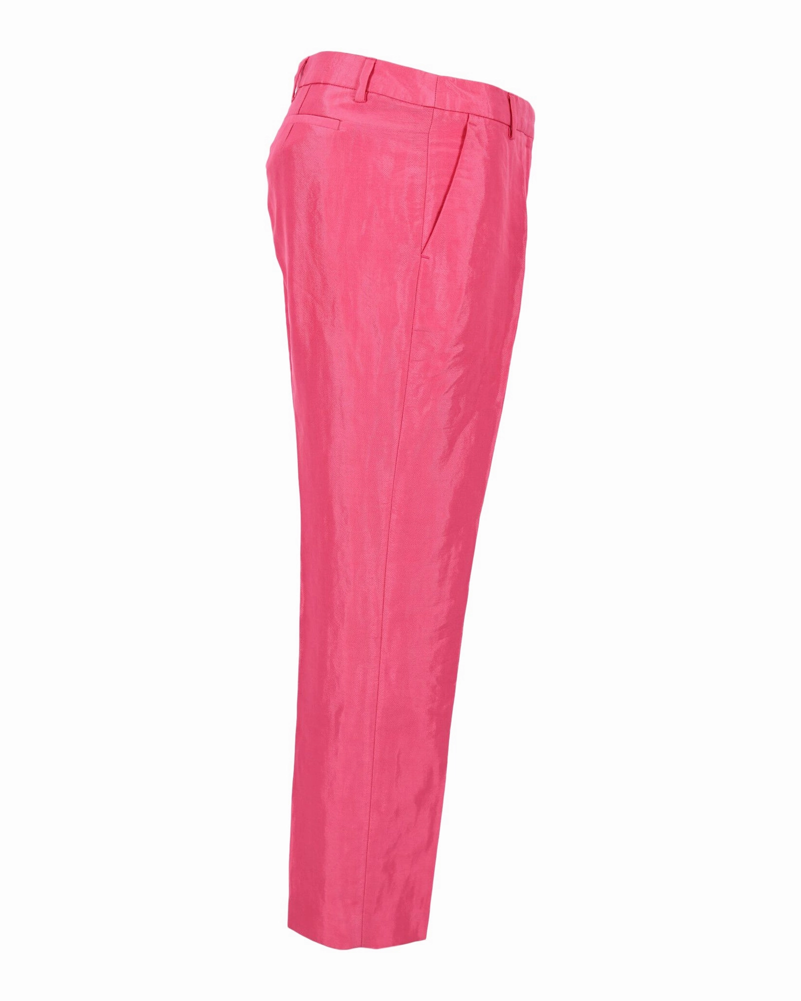Dries Van Noten Straight Leg Trousers in Pink Rayon