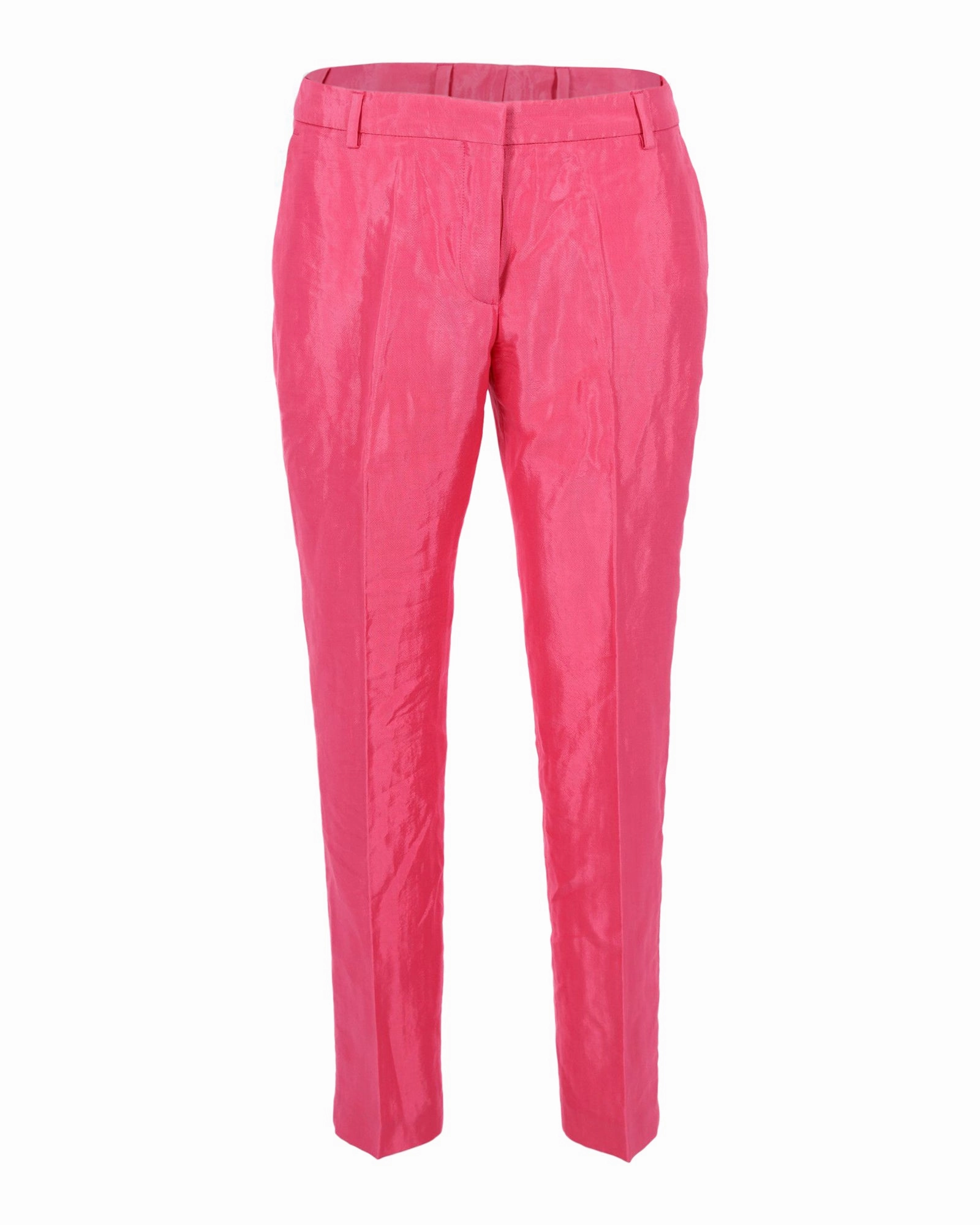 Dries Van Noten Straight Leg Trousers in Pink Rayon