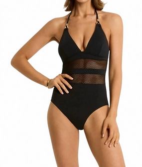 Drift Longline Halter One Piece In Black Swim Womens - underwire swimsuits