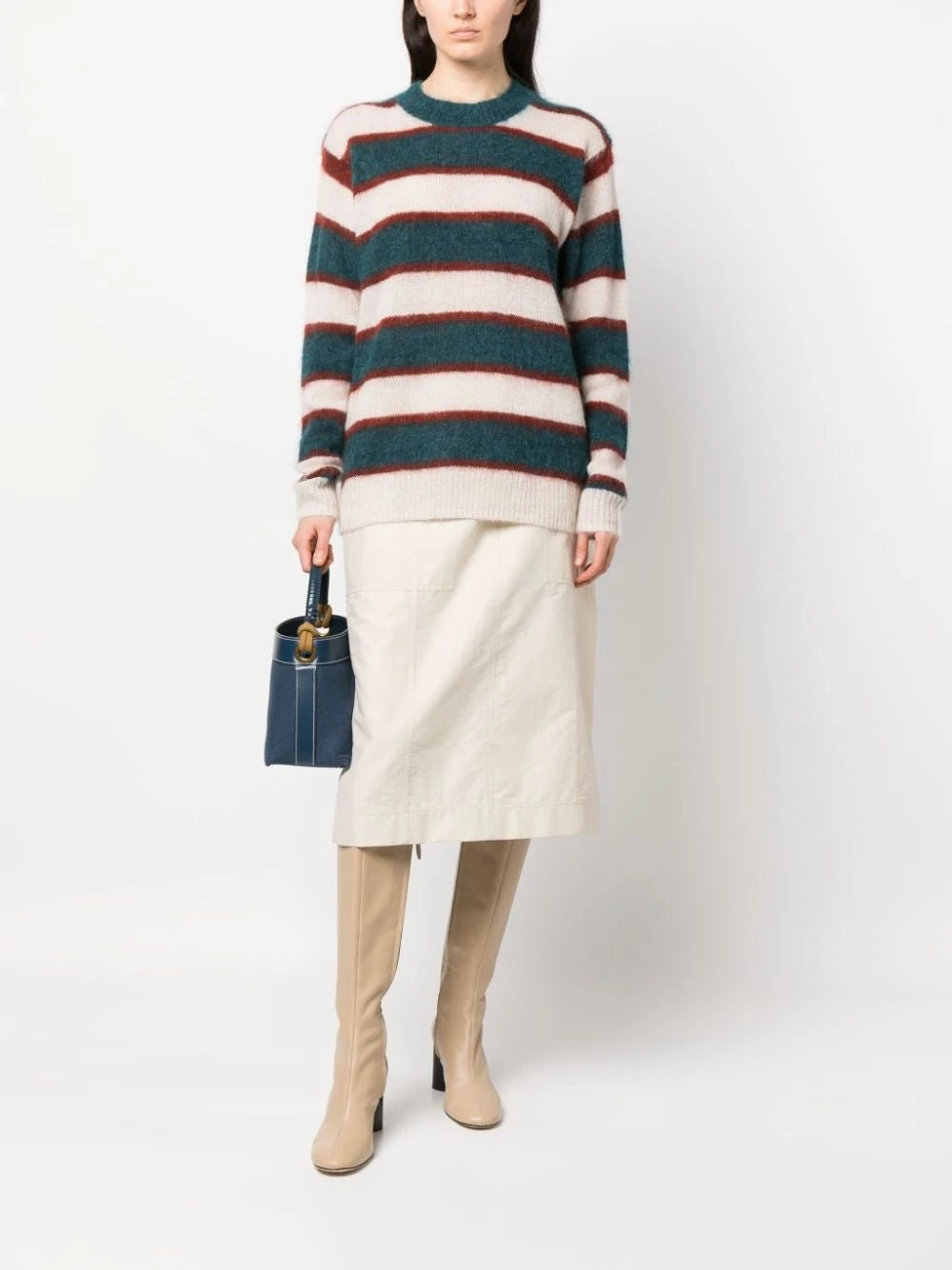 Drussell Brushed-Effect Striped Mohair Jumper