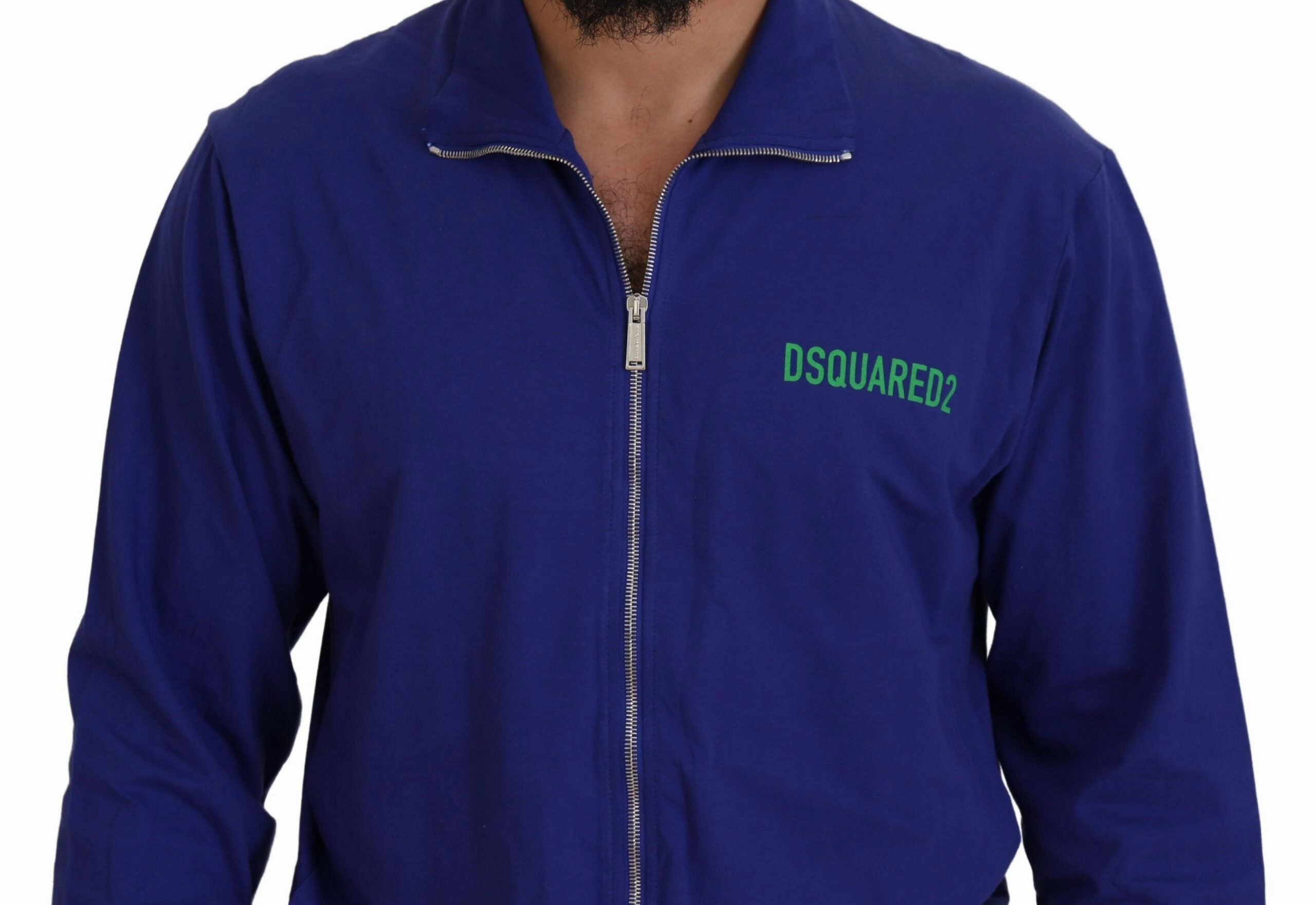 Dsquared2 Cotton Printed Collared Men Full Zip Men's Sweater (Pre-Owned)