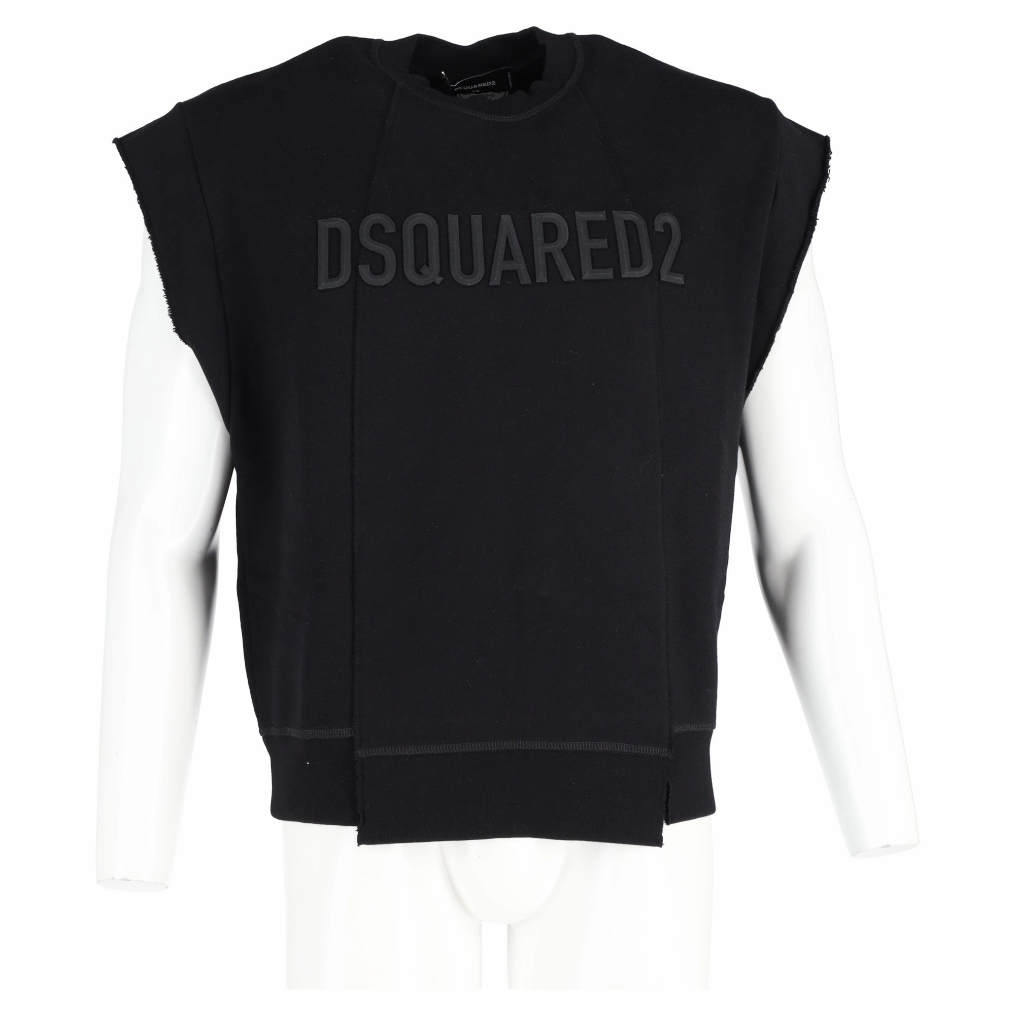 DSquared2 Uneven Short Sleeve Sweatshirt in Black Cotton