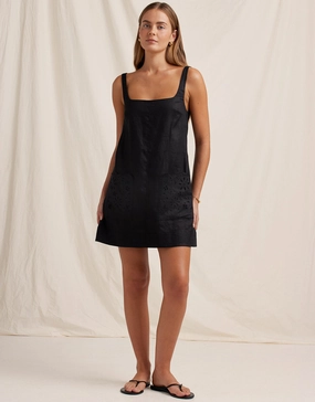 Ebony Embroidered Shift Mini Dress - Black Swim Womens - bikinis clearance