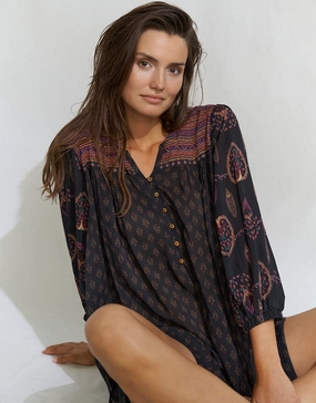 Eclectic Flames Tunic - Black Swim Womens - bikinis clearance