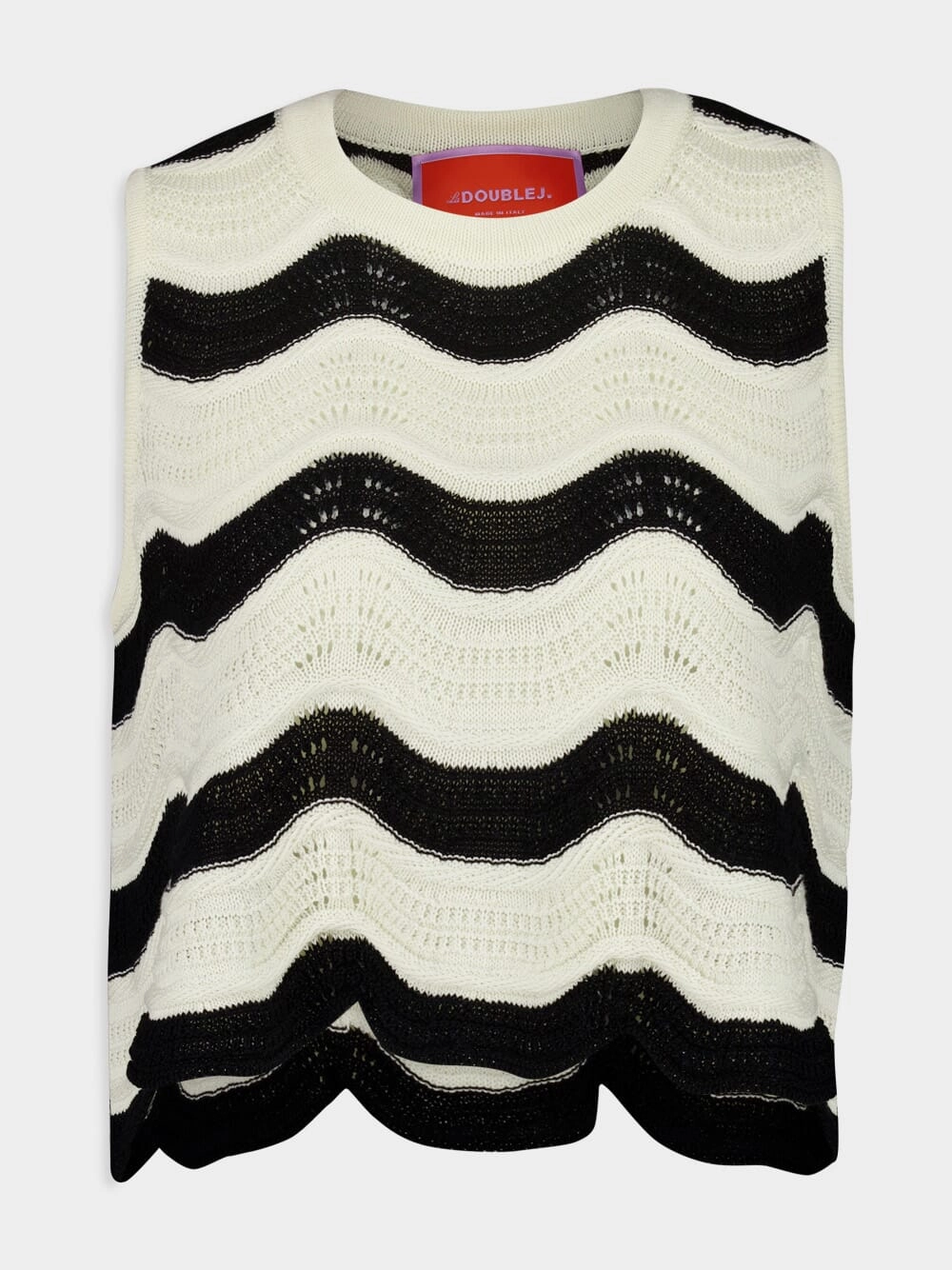 Ecru and Black Chevron Cotton Sleeveless Top Knitwear Womens - women's knitwear cheap