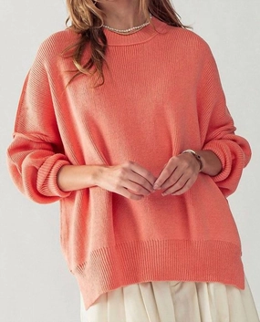 Ellie Sweater In Coral Tops Womens - bodysuits clearance