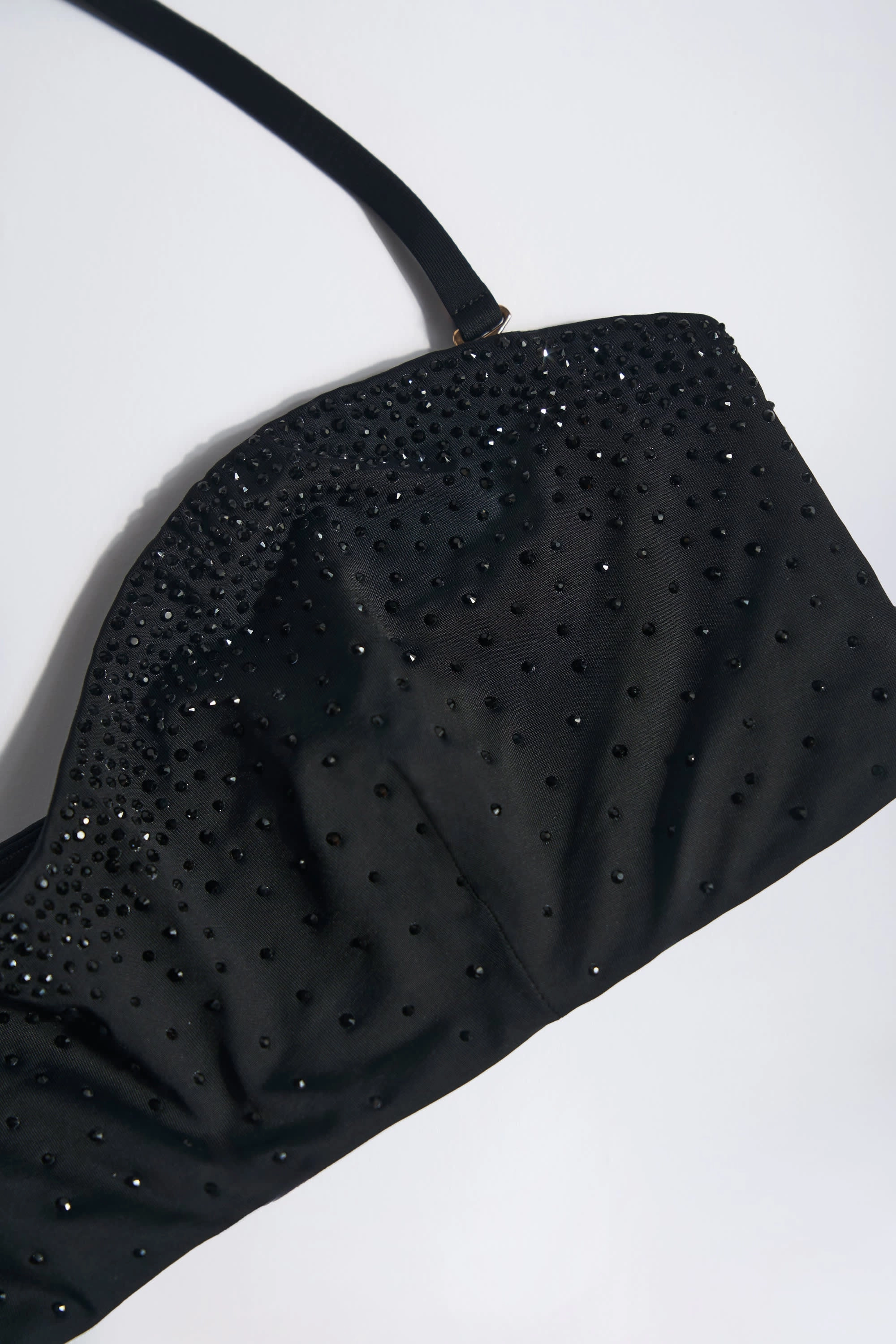 Embellished Bandeau Bikini Top in Black