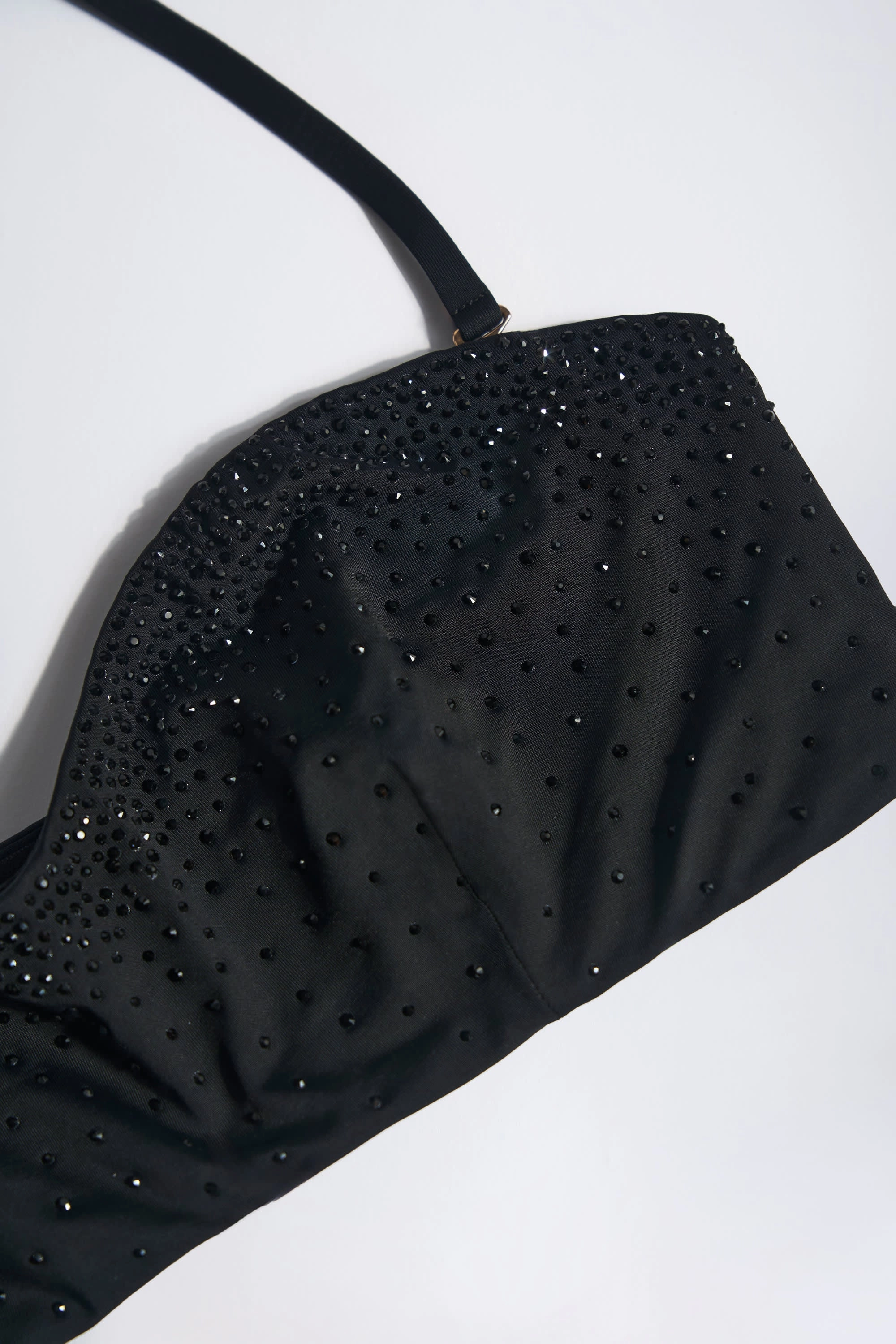 Embellished Bandeau Bikini Top in Black