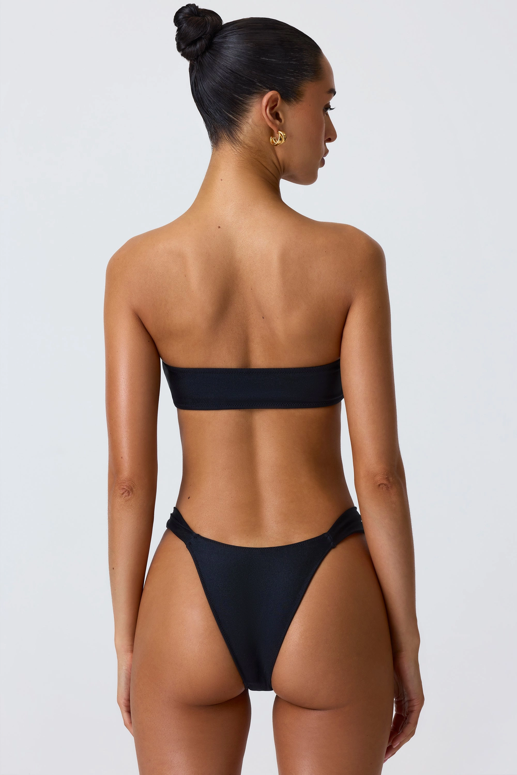 Embellished Cut-Out Bandeau Bikini Top in Black