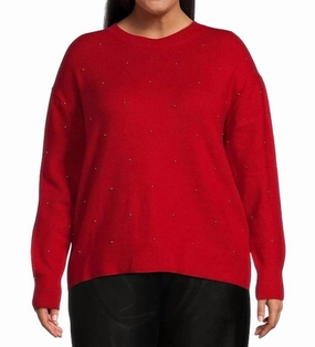 Embellished Sweater In Cherry Tops Womens - bodysuits clearance