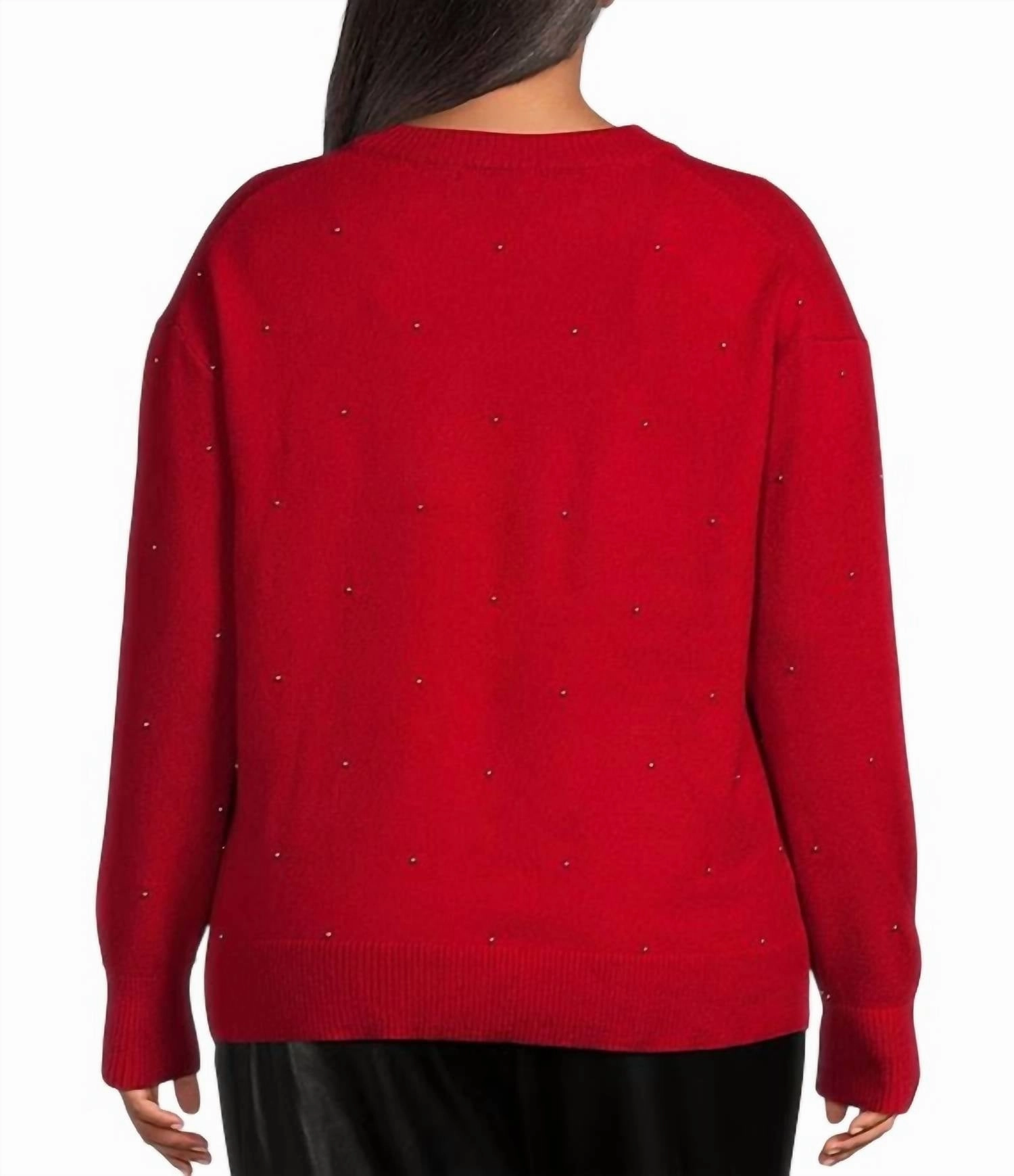 Embellished Sweater In Cherry