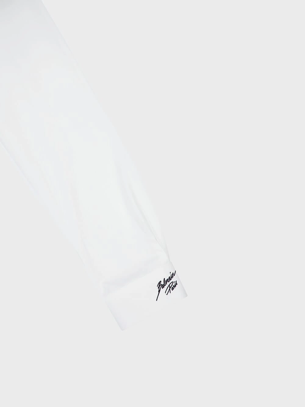 Embroidered Collar White Poplin Shirt