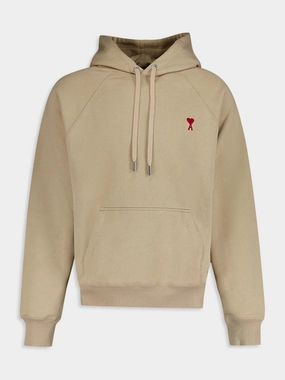 Embroidered Cotton Beige Hoodie Tops Mens - thermal tops