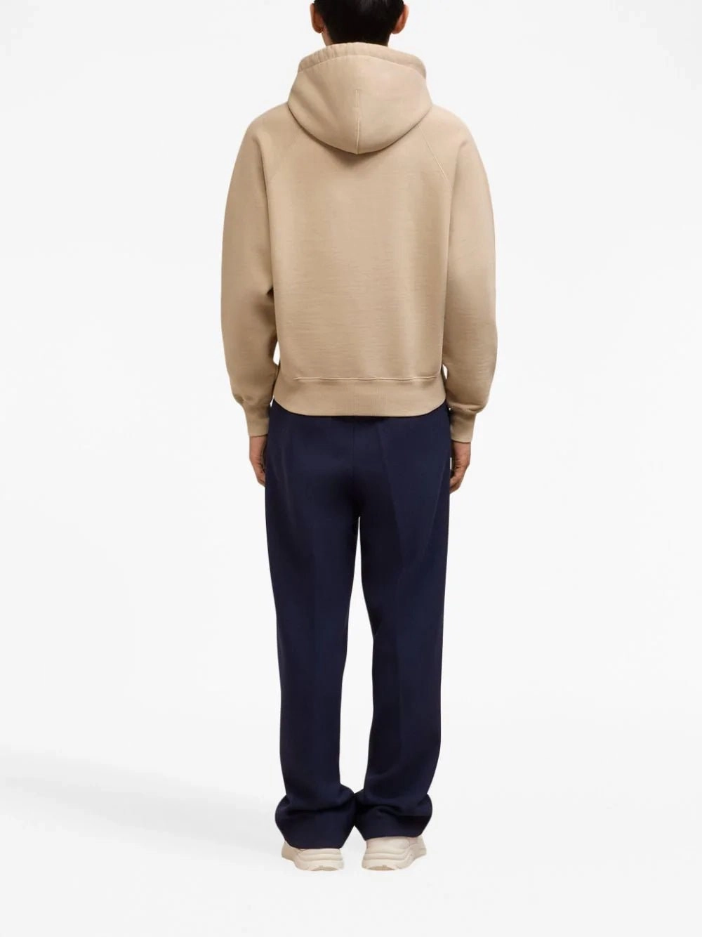 Embroidered Cotton Beige Hoodie