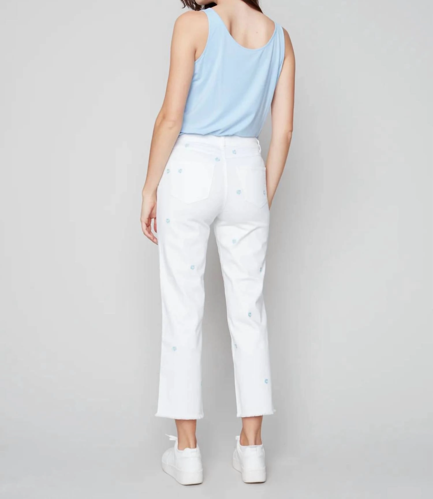 Embroidered Flower Pants In Daisy