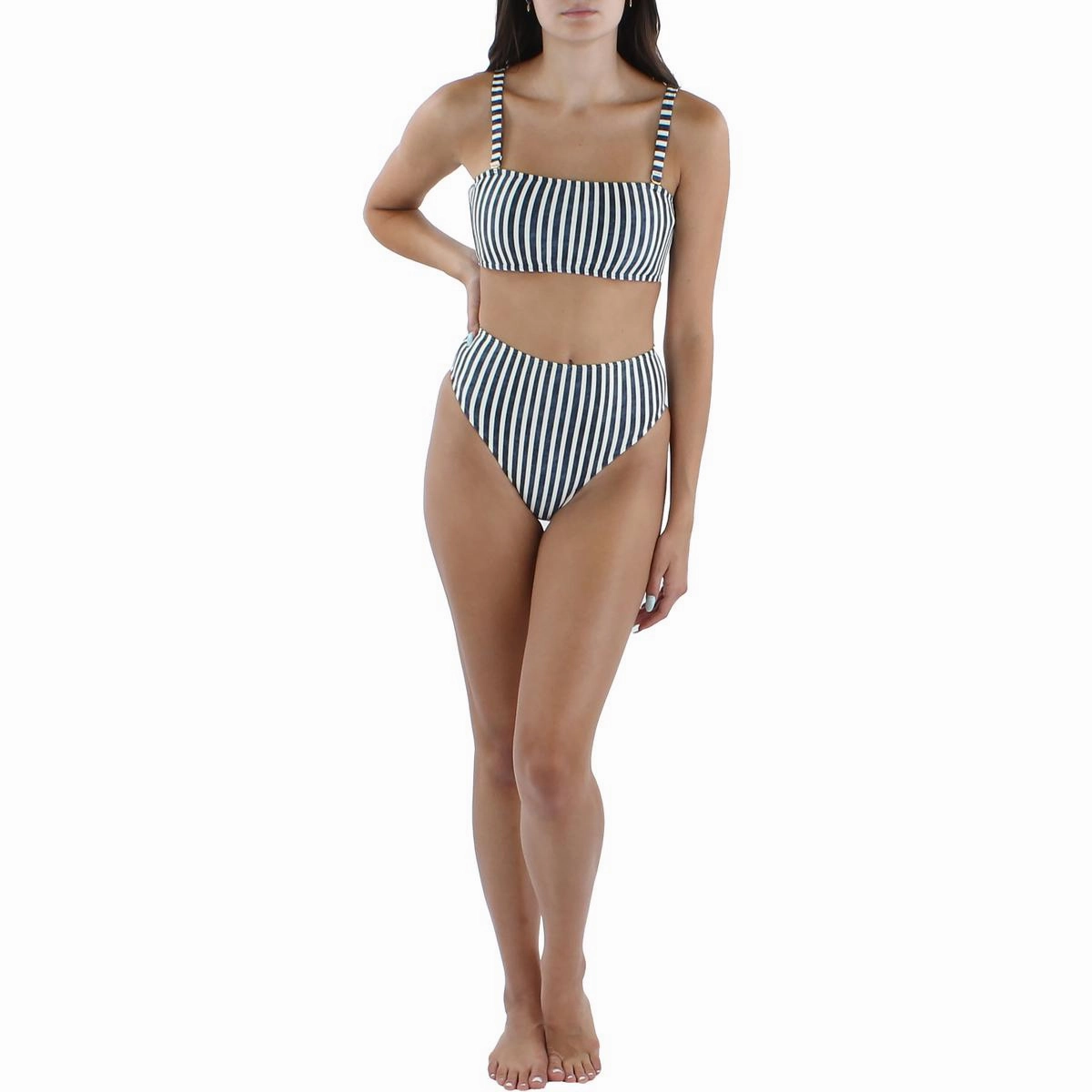 Emily Womens Striped Hipster Swim Bottom Separates Swim Womens - sustainable swimwear