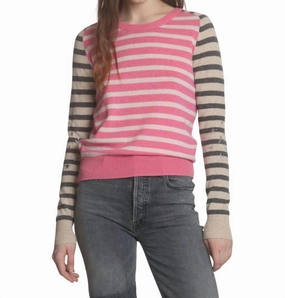 Emma Glory Stripe Top In Pink Tops Womens - embroidered tops sale