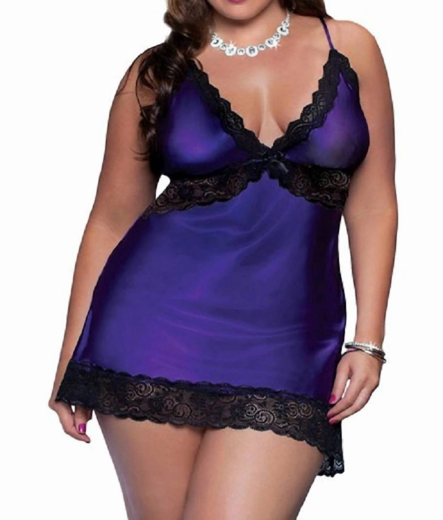 Enchanting Chemise & Thong Set In Blue