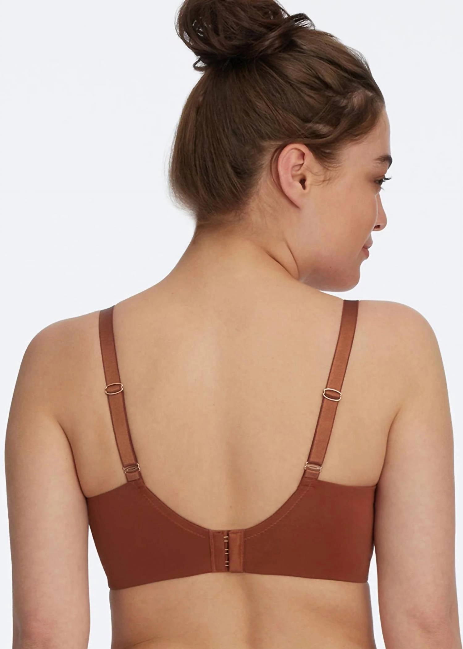 Entice Lace Side Support Full Coverage Bra In Clay/nylon