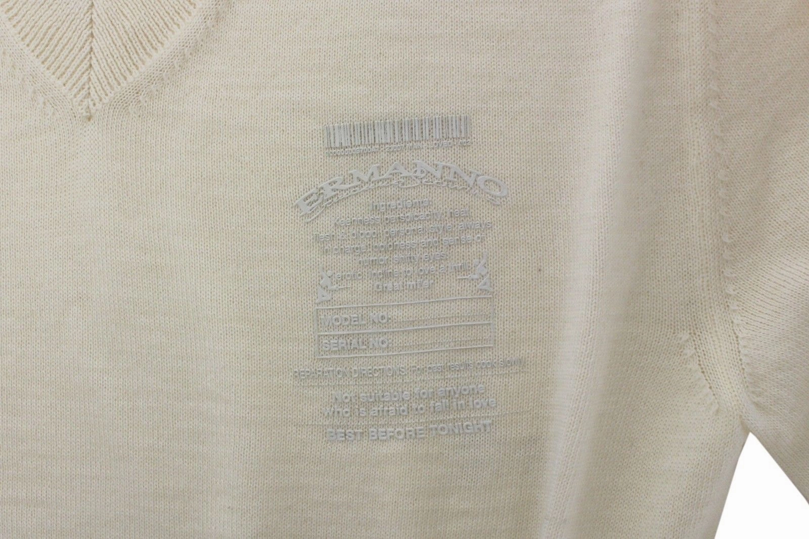 Ermanno Scervino ivory Wool Blend V-neck Pullover Men's Sweater