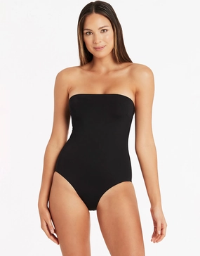 Essentials High Leg Bandeau Swimsuit - Black Swim Womens - sport swimwear clearance