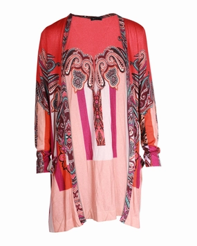 Etro Printed Open-Front Cardigan in Multicolor Silk Tops Womens - lace tops sale
