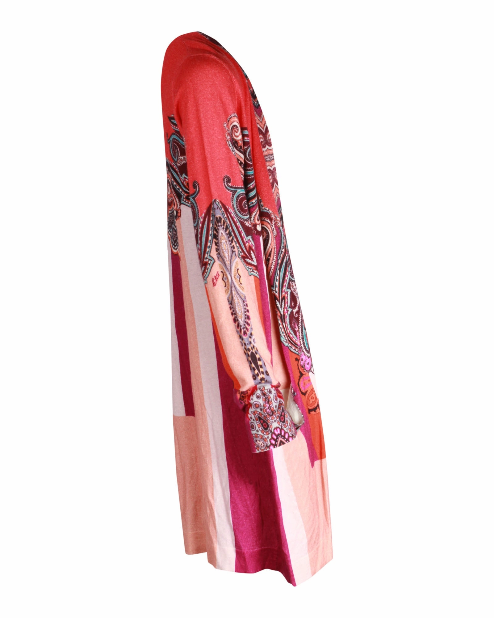 Etro Printed Open-Front Cardigan in Multicolor Silk
