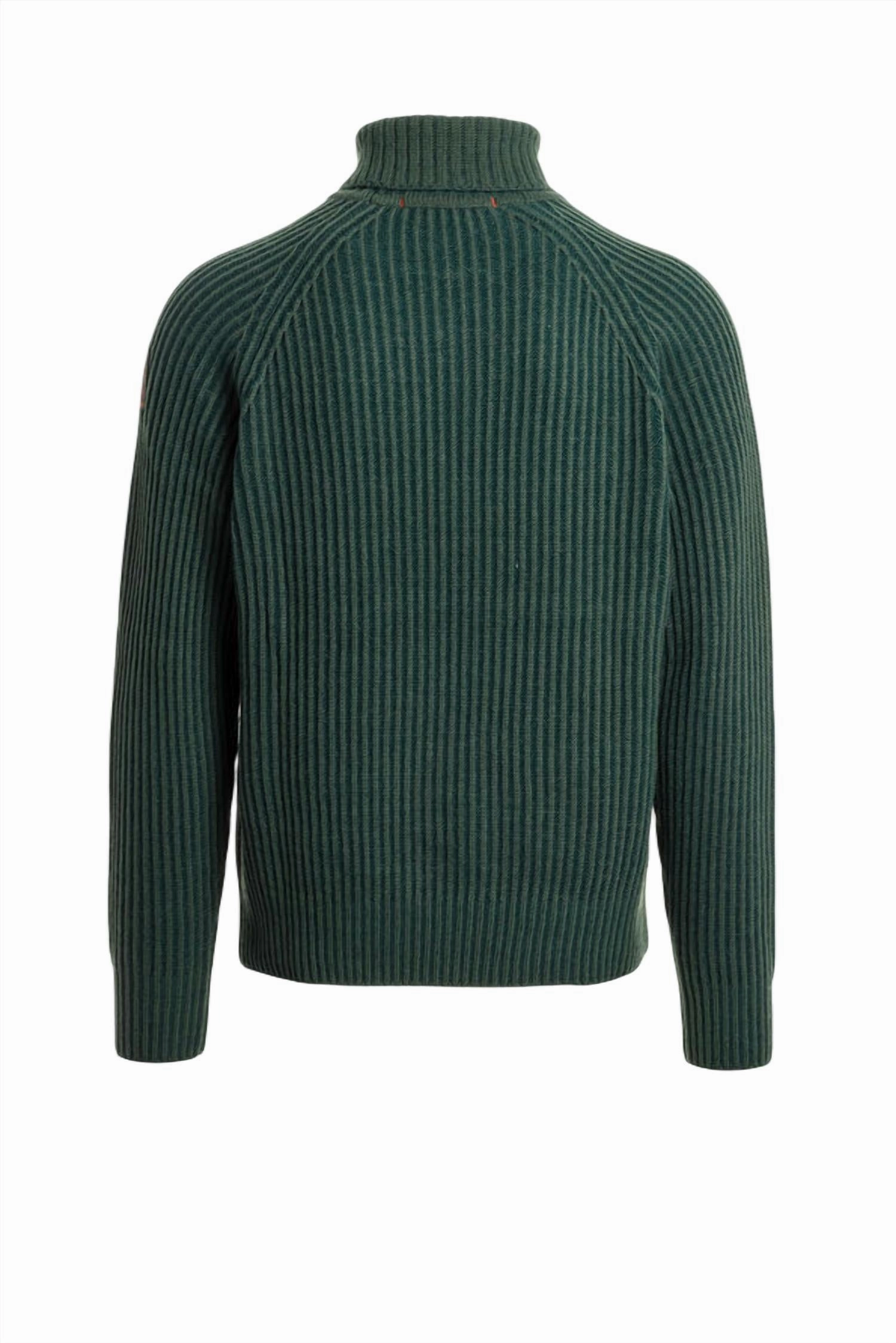 Ettore Turtle Neck Sweater Top In Green Gable
