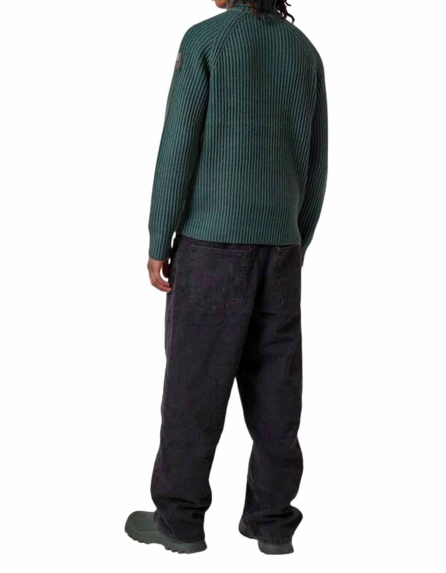 Ettore Turtle Neck Sweater Top In Green Gable