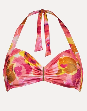 Euphoric Bloomwave Gathered Halter Bikini Top - Sunsoaked Neons Swim Womens - beachwear discount