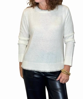 Everyday Blanket Stitch Sweater In White Tops Womens - sheer tops clearance