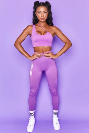 Evolve Seamless Asymmetric Crop Top in Purple Tops - tops on sale