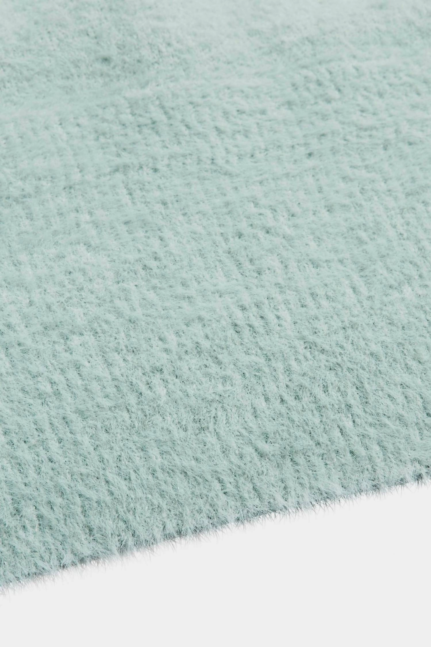 Eyelash Knitted Fuzzy Sweater In Blue