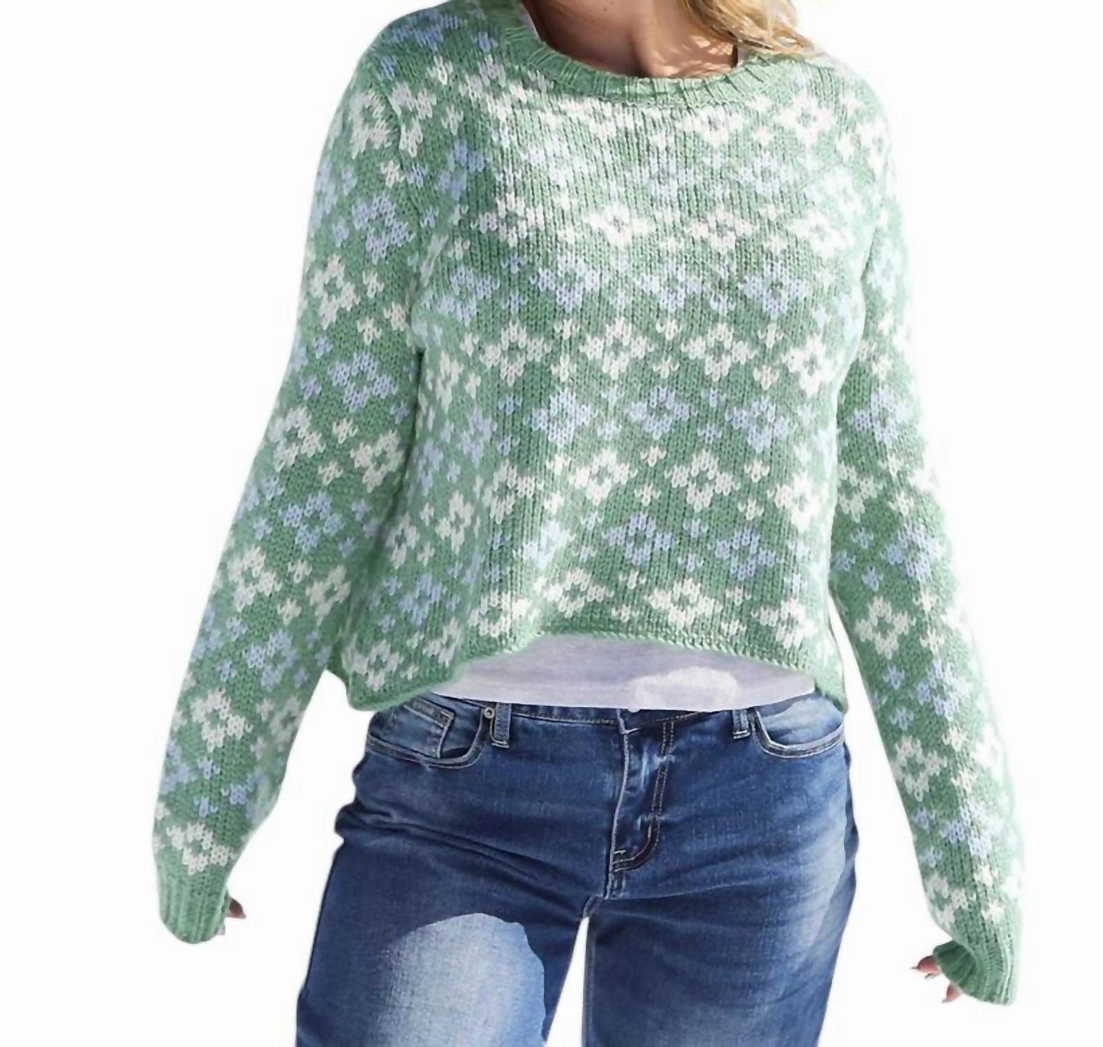 Fair Isle Sweater In Green Multi