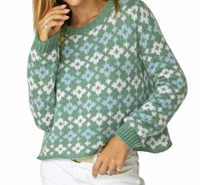 Fair Isle Sweater In Green Multi Tops Womens - embroidered tops sale