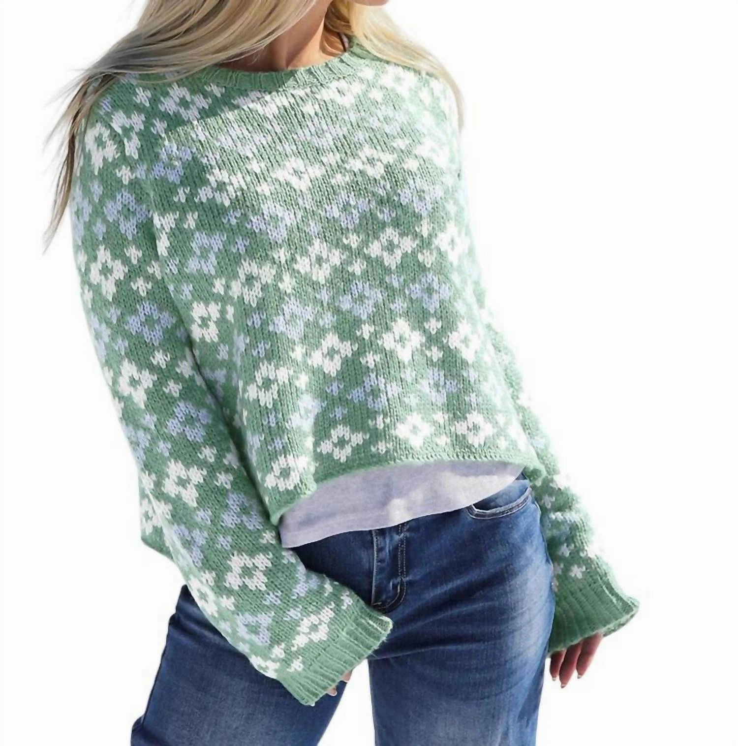 Fair Isle Sweater In Green Multi