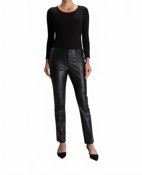 Faux Leather Kendra Slim Elastic Waist Pant In Black womens high-waisted pants online
