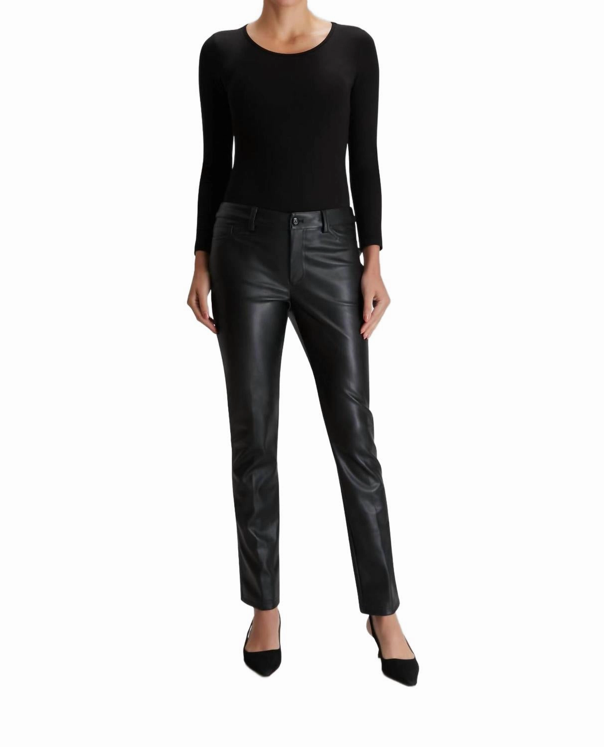 Faux Leather Kendra Slim Elastic Waist Pant In Black womens high-waisted pants online