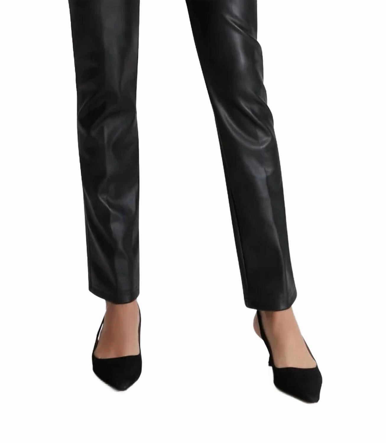Faux Leather Kendra Slim Elastic Waist Pant In Black