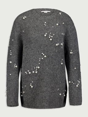 Faux Pearl-Embellished Oversized Jumper Knitwear Womens - women's knitwear cheap