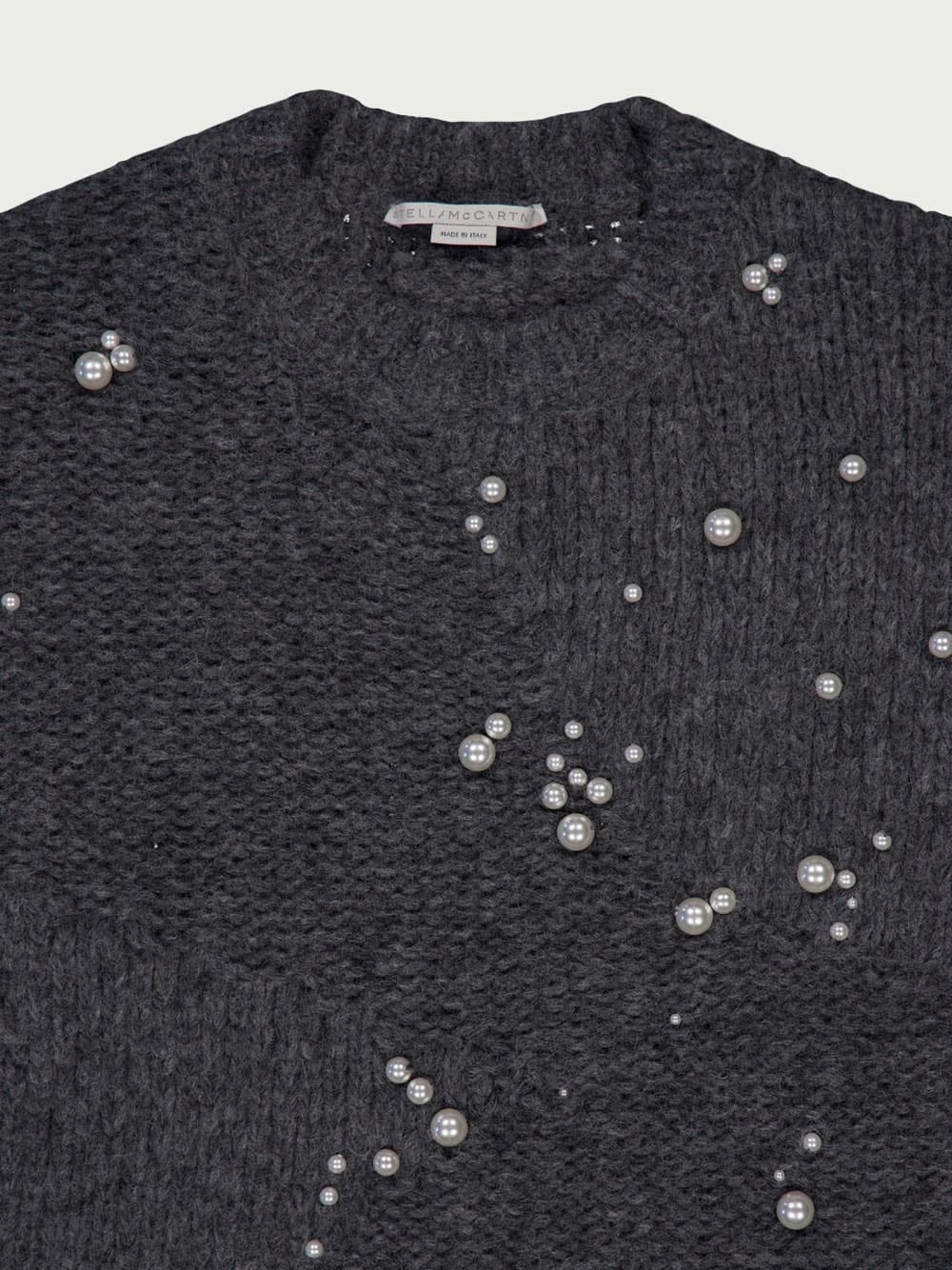 Faux Pearl-Embellished Oversized Jumper
